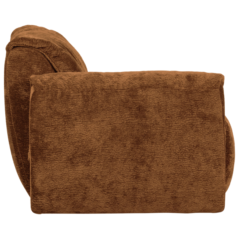 WOOOD-collectie BAGGY 1-ZITS MET ARM LINKS 3D CHENILLE MIDDENBRUIN