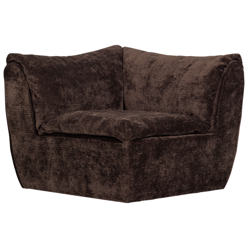 WOOOD-collectie Baggy Hoekelement 3D Chenille Donkerbruin