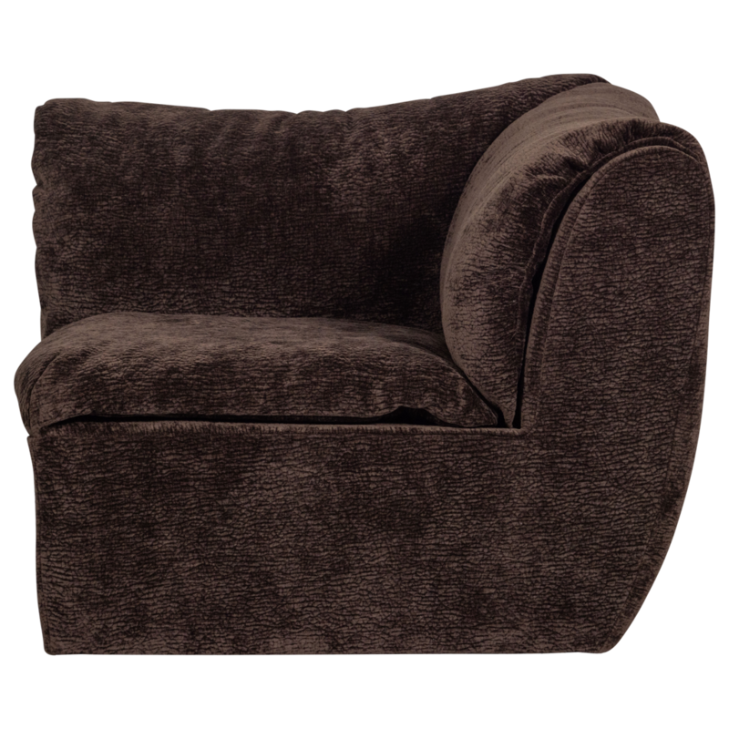 WOOOD-collectie Baggy Hoekelement 3D Chenille Donkerbruin