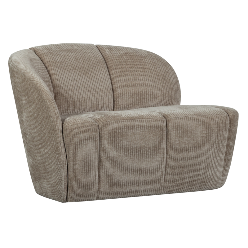 WOOOD-collectie Mojo 2-Zits Bankje Links Geweven Ribstof Donkerzand