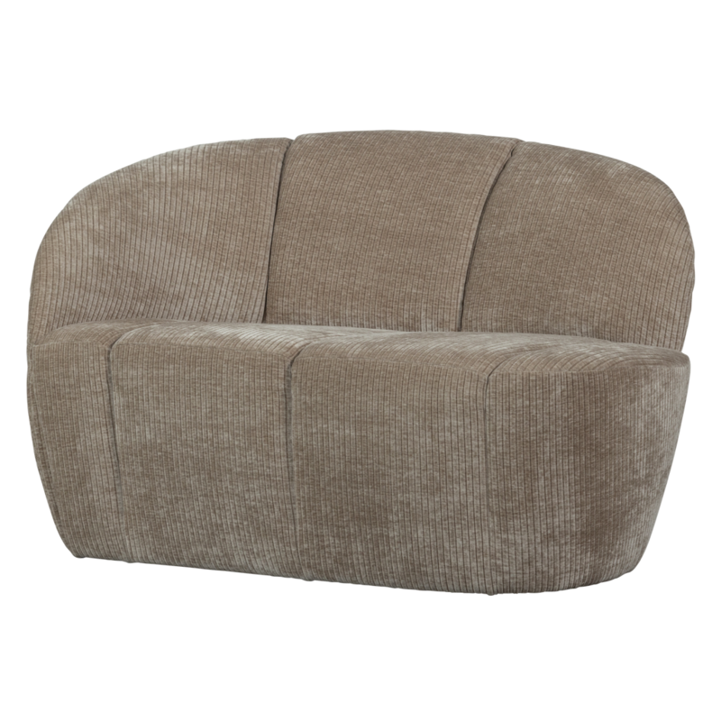 WOOOD-collectie Mojo 2-Zits Bankje Links Geweven Ribstof Donkerzand