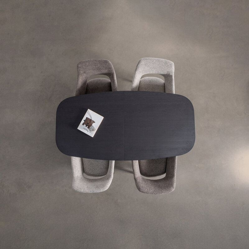 WOOOD-collectie Arros Eettafel Uitschuifbaar 180-220X90Cm Mdf Zwart