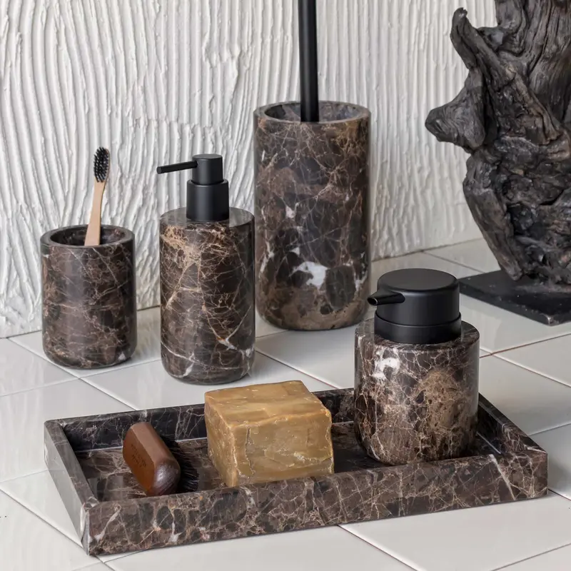Mette Ditmer-collectie Marble toiletborstel Bruin