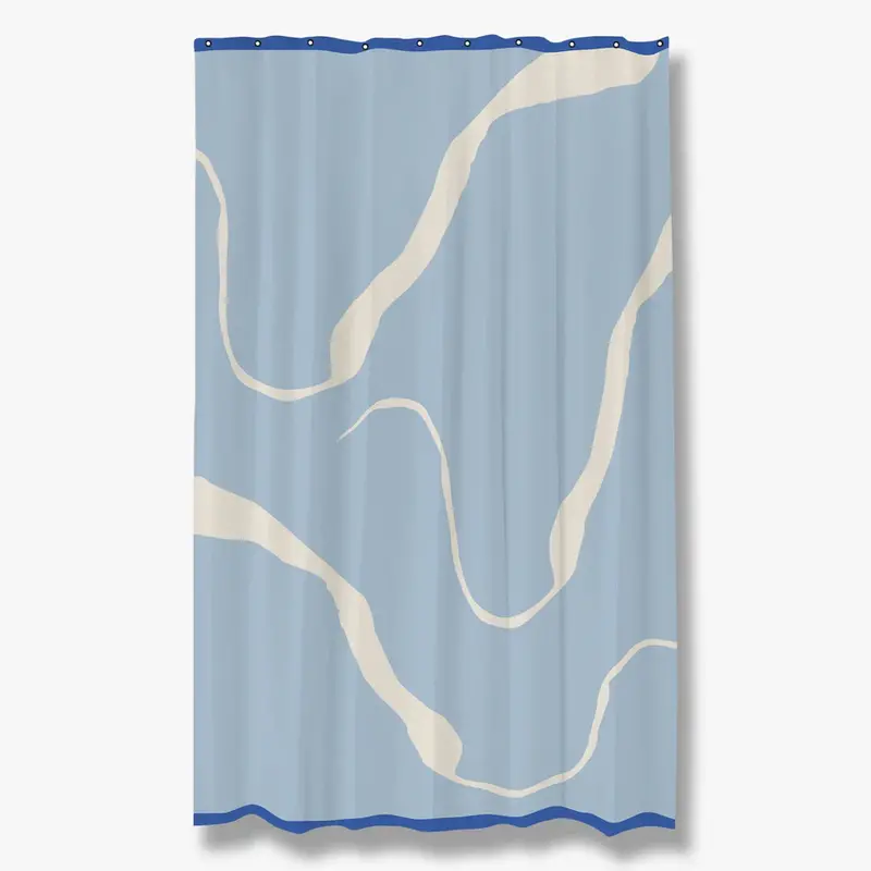 Mette Ditmer-collectie NOVA ARTE shower curtain  Light blue / Off-white