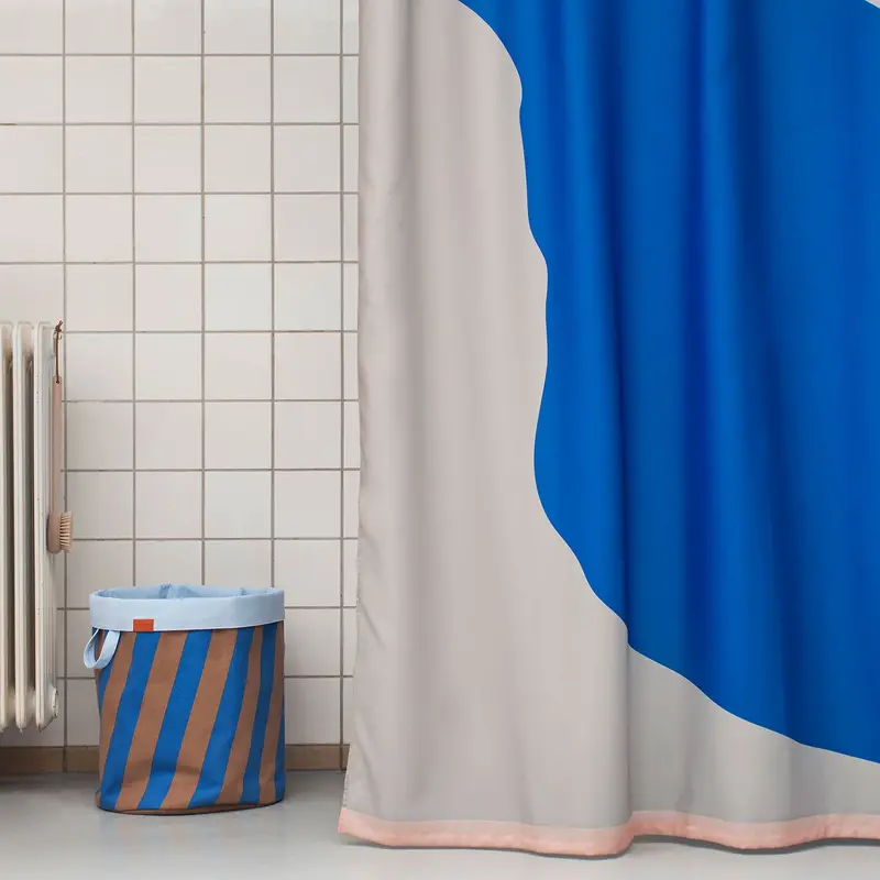 Mette Ditmer-collectie NOVA ARTE shower curtain  Light grey / Cobalt