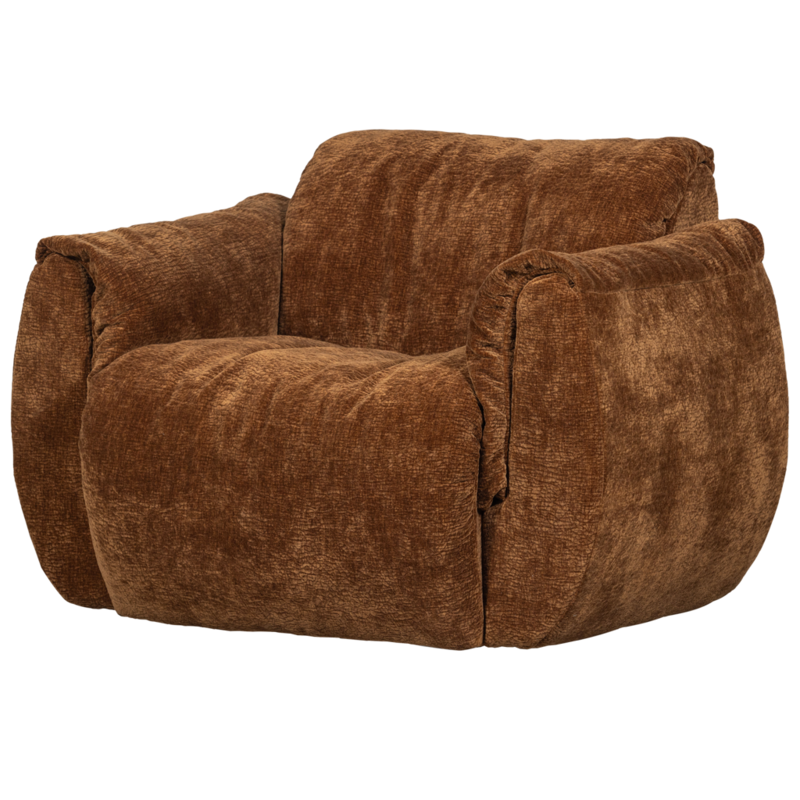 WOOOD-collectie BAGGY DRAAIFAUTEUIL 3D CHENILLE MIDDENBRUIN