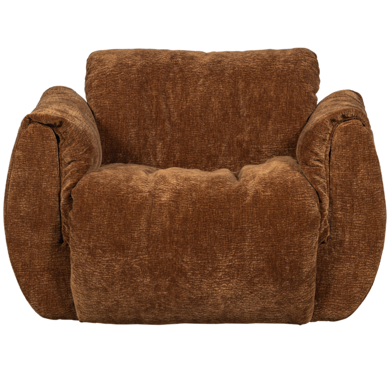 WOOOD-collectie BAGGY DRAAIFAUTEUIL 3D CHENILLE MIDDENBRUIN