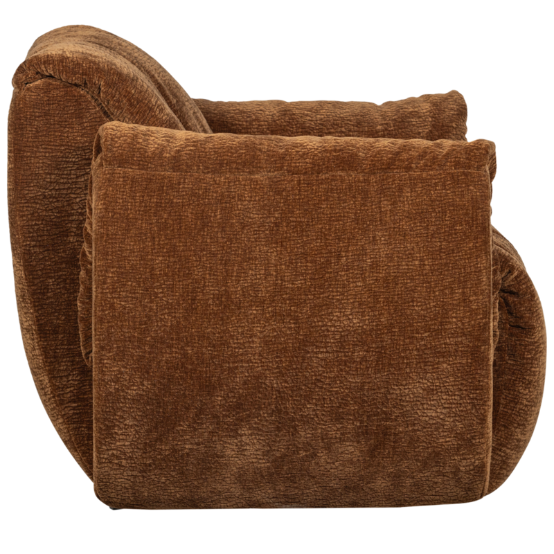 WOOOD-collectie BAGGY DRAAIFAUTEUIL 3D CHENILLE MIDDENBRUIN