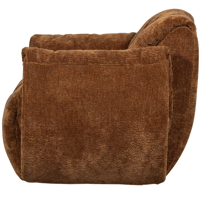WOOOD-collectie BAGGY DRAAIFAUTEUIL 3D CHENILLE MIDDENBRUIN