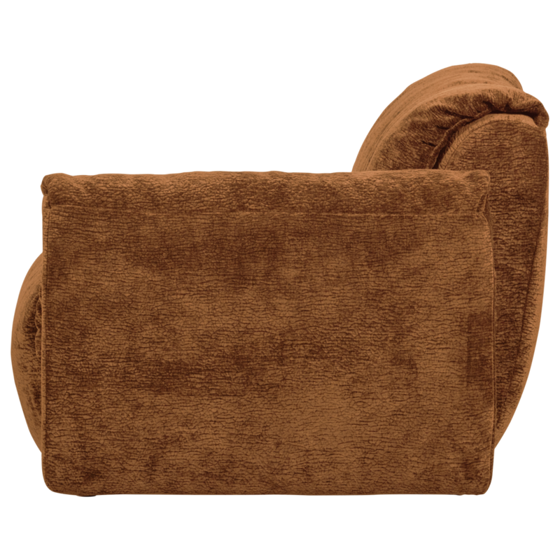 WOOOD-collectie Baggy 1-Zits Met Arm Rechts 3D Chenille Middenbruin