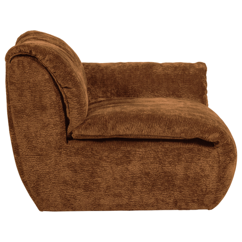 WOOOD-collectie Baggy 1-Zits Met Arm Rechts 3D Chenille Middenbruin