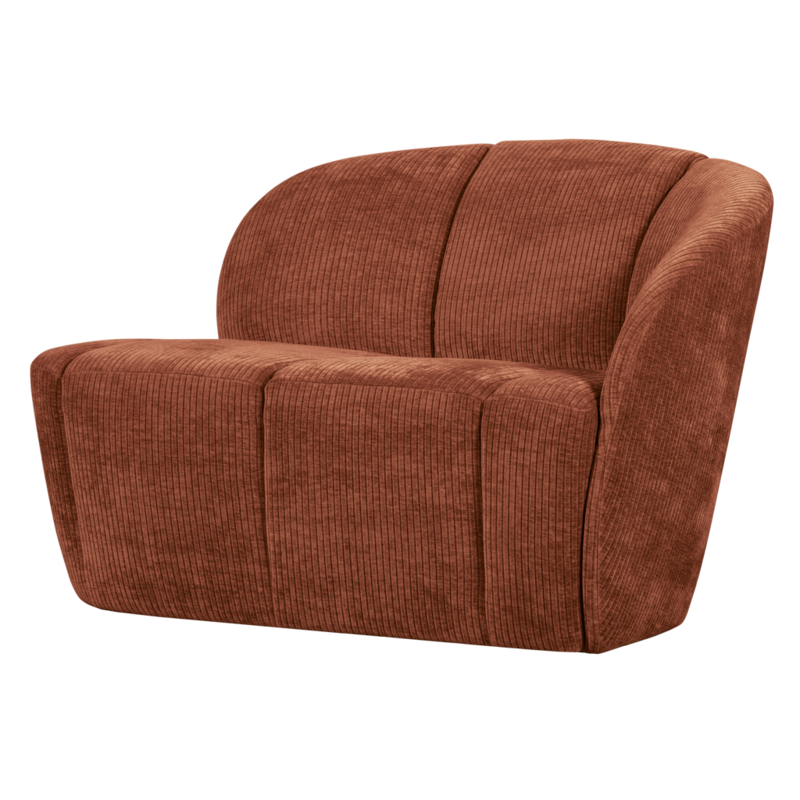 WOOOD-collectie Mojo 2-Zits Bankje Rechts Geweven Ribstof Roestbruin