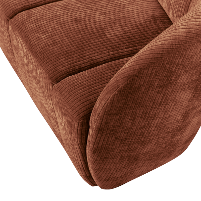 WOOOD-collectie Mojo 2-Zits Bankje Rechts Geweven Ribstof Roestbruin