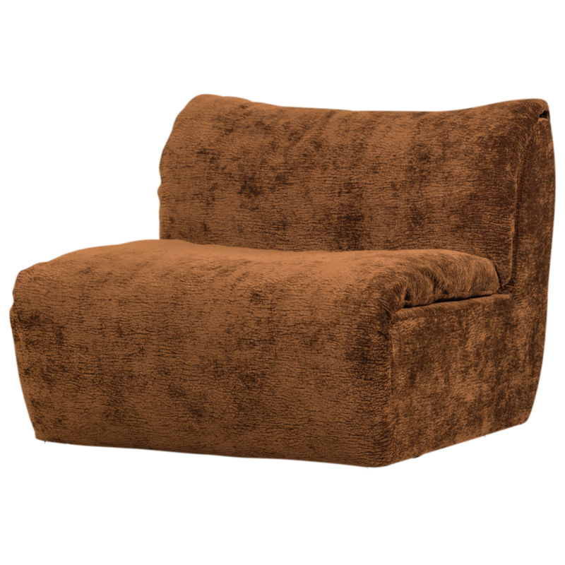 WOOOD-collectie Baggy 1-Zits 3D Chenille Middenbruin