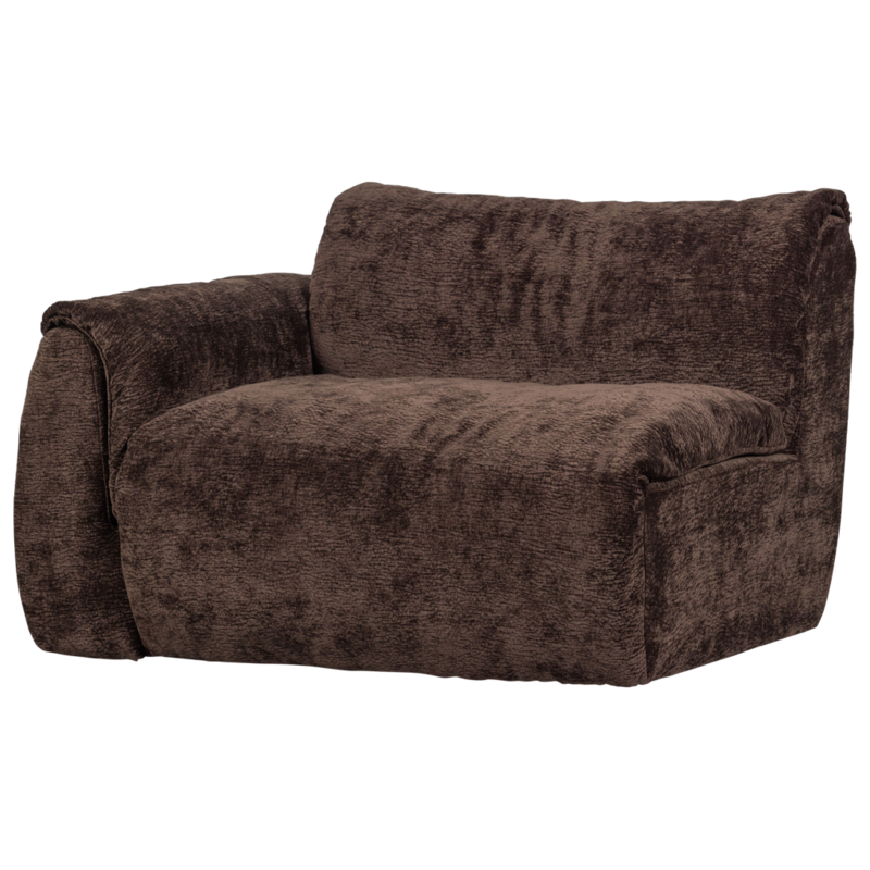 WOOOD-collectie Baggy 1-Zits Met Arm Links 3D Chenille Donkerbruin