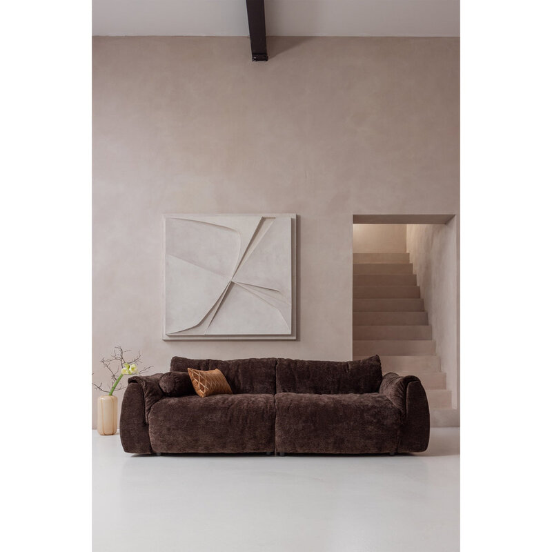 WOOOD-collectie Baggy 1-Zits Met Arm Links 3D Chenille Donkerbruin
