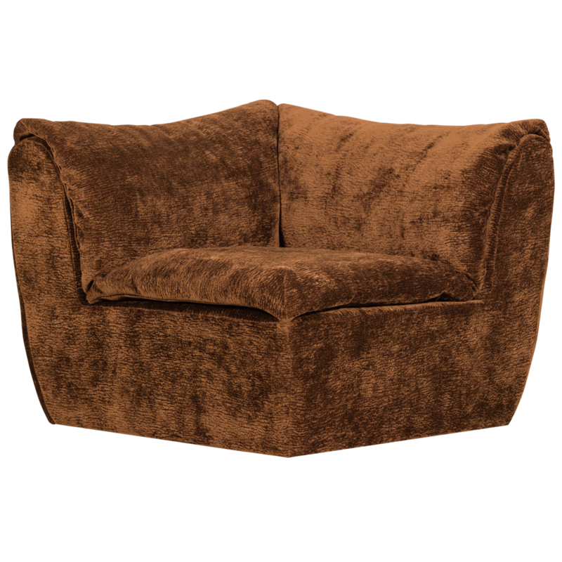 WOOOD-collectie Baggy Hoekelement 3D Chenille Middenbruin