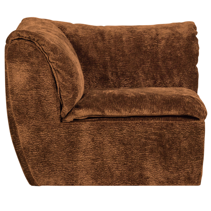 WOOOD-collectie Baggy Hoekelement 3D Chenille Middenbruin