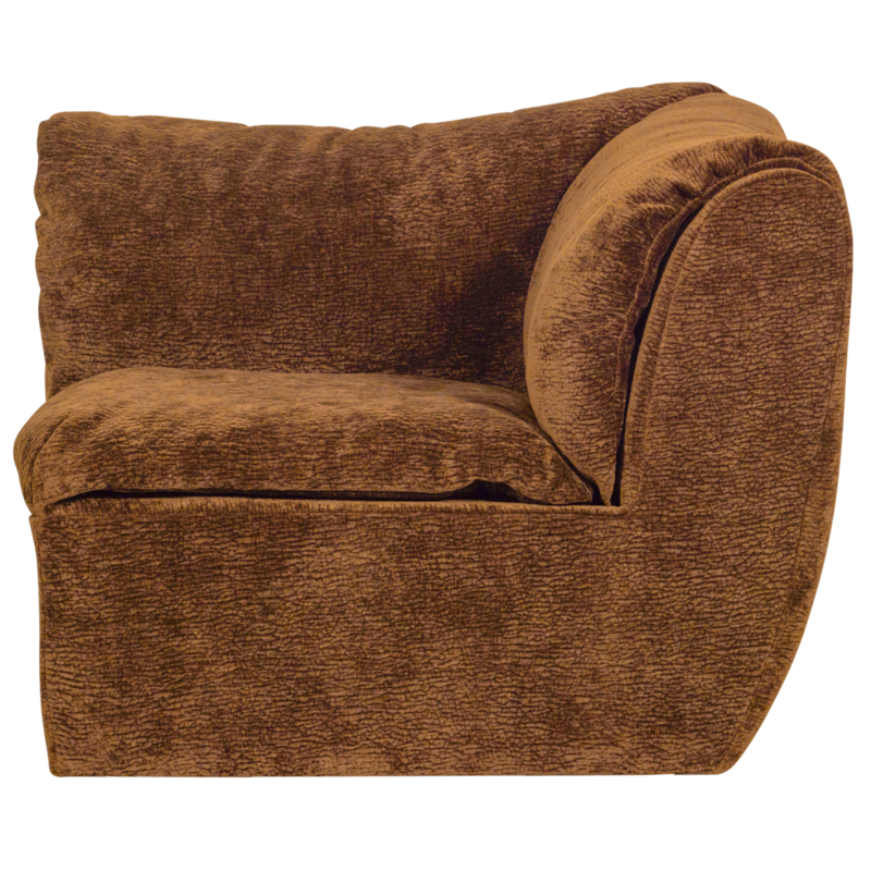 WOOOD-collectie Baggy Hoekelement 3D Chenille Middenbruin