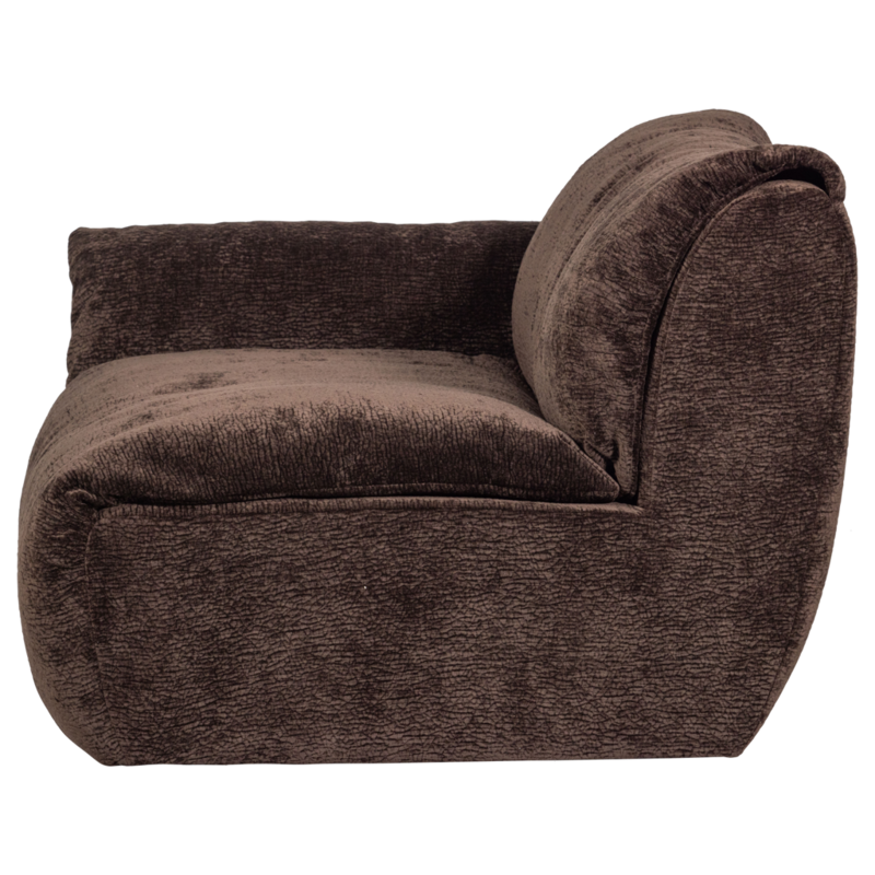 WOOOD-collectie Baggy 1-Zits Met Arm Links 3D Chenille Donkerbruin