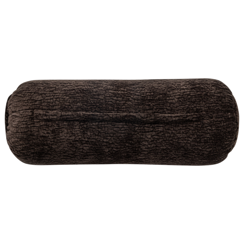 WOOOD-collectie Baggy Rolkussen 50Xo23Cm 3D Chenille Donkerbruin