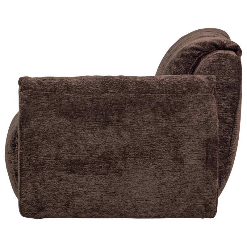 WOOOD-collectie Baggy 1-Zits Met Arm Rechts 3D Chenille Donkerbruin