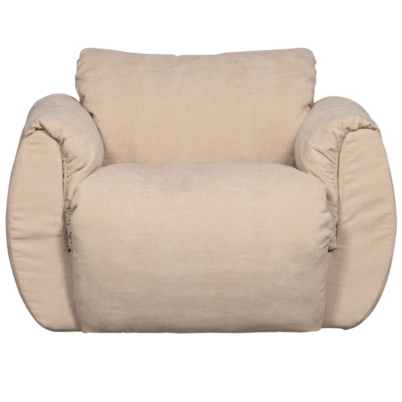 WOOOD-collectie BAGGY DRAAIFAUTEUIL GEWEVEN CHENILLE ZAND