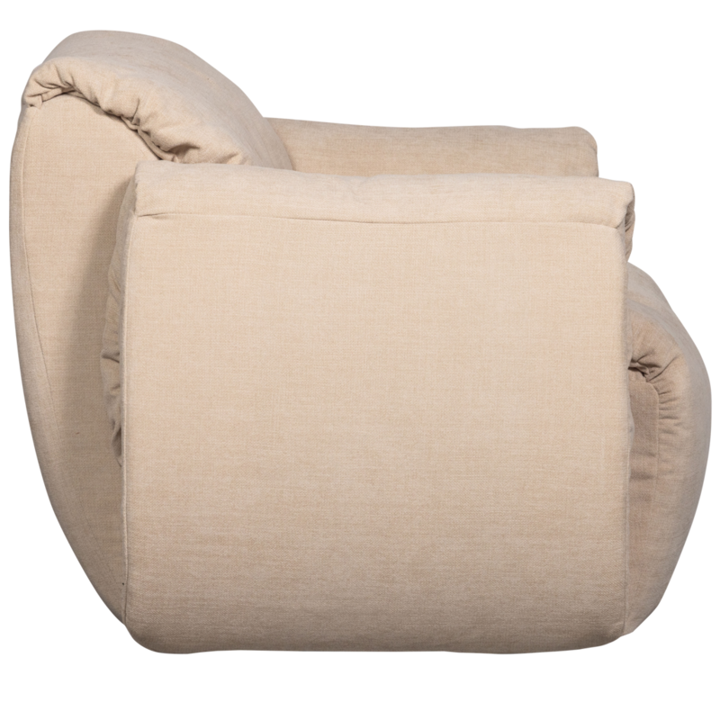 WOOOD-collectie BAGGY DRAAIFAUTEUIL GEWEVEN CHENILLE ZAND