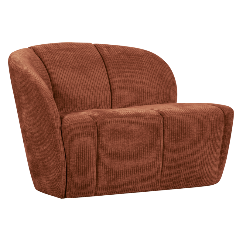 WOOOD-collectie Mojo 2-Zits Bankje Links Geweven Ribstof Roestbruin