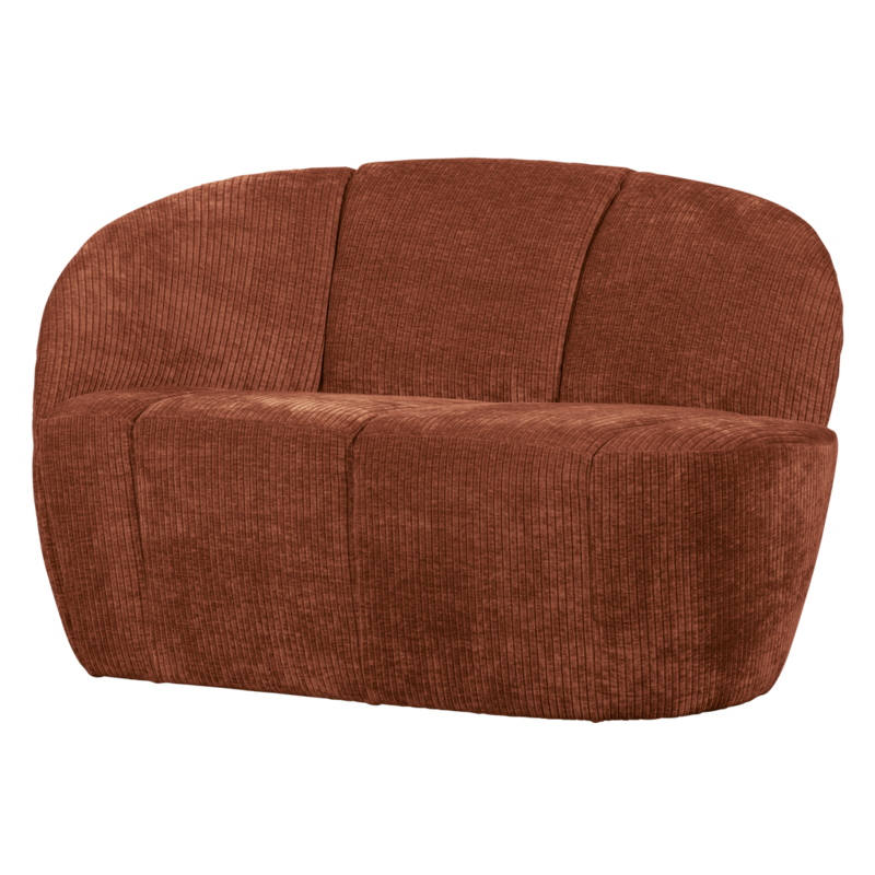 WOOOD-collectie Mojo 2-Zits Bankje Links Geweven Ribstof Roestbruin