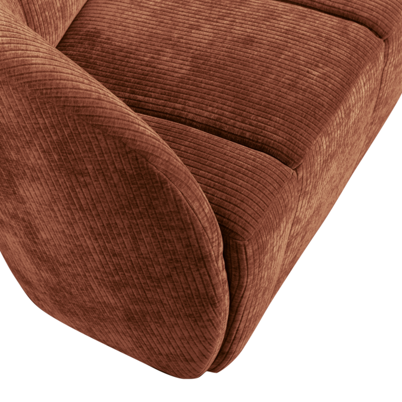 WOOOD-collectie Mojo 2-Zits Bankje Links Geweven Ribstof Roestbruin