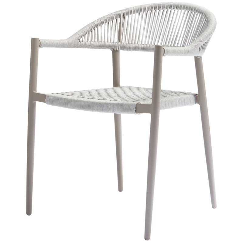 WOOOD-collectie Set V 2 - Yellow Eetstoel Touw/Aluminium Lichtgrijs