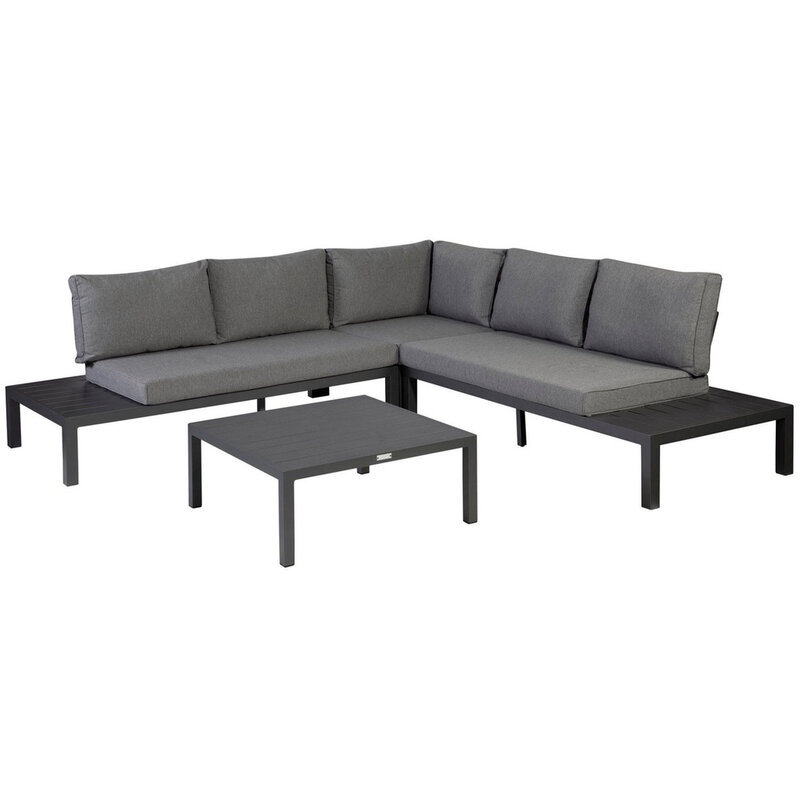 WOOOD-collectie LA VIDA LOUNGE SET ALUMINIUM ANTHRACIET INCL KUSSENS