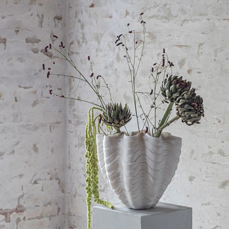 Mette Ditmer-collectie Shell Vaas, Groot Gebroken Wit