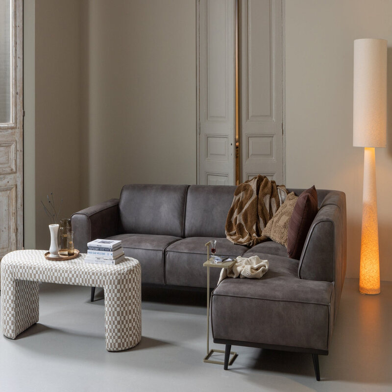 WOOOD-collectie Statement Hoekbank Rechts Lederlook Donkergrijs