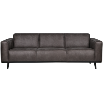 WOOOD Statement 3-Zits Bank 230 Cm Lederlook Donkergrijs