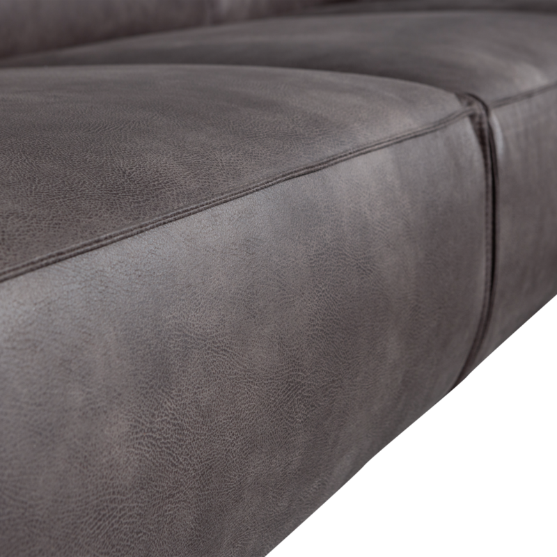 WOOOD-collectie Statement 3-Zits Bank 230 Cm Lederlook Donkergrijs