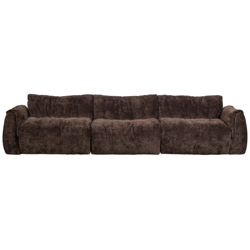 WOOOD-collectie Baggy 3-Zits Bank 3D Chenille Donkerbruin
