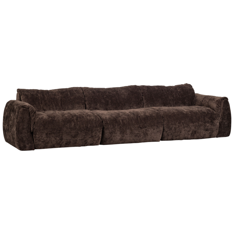 WOOOD-collectie Baggy 3-Zits Bank 3D Chenille Donkerbruin