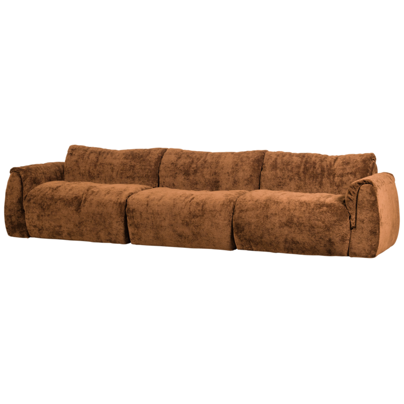 WOOOD-collectie Baggy 3-Zits Bank 3D Chenille Middenbruin