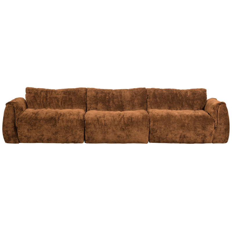 WOOOD-collectie Baggy 3-Zits Bank 3D Chenille Middenbruin