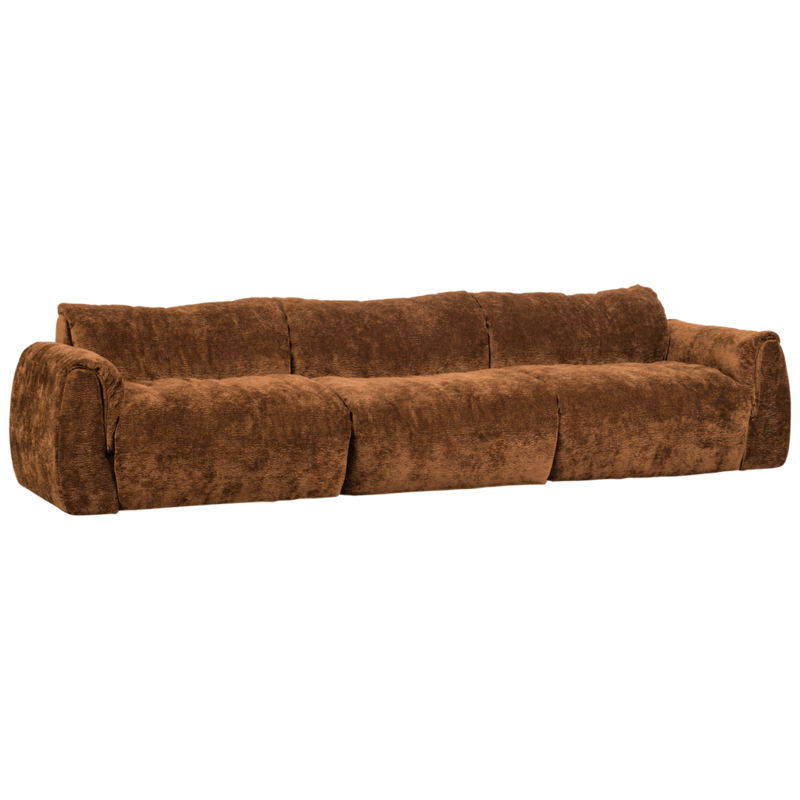 WOOOD-collectie Baggy 3-Zits Bank 3D Chenille Middenbruin