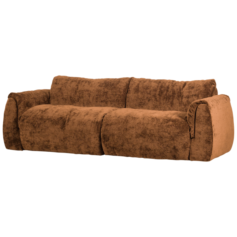 WOOOD-collectie Baggy 2-Zits Bank 3D Chenille Middenbruin