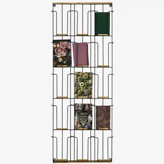 Madam Stoltz Iron card rack w/ cane Black, natural