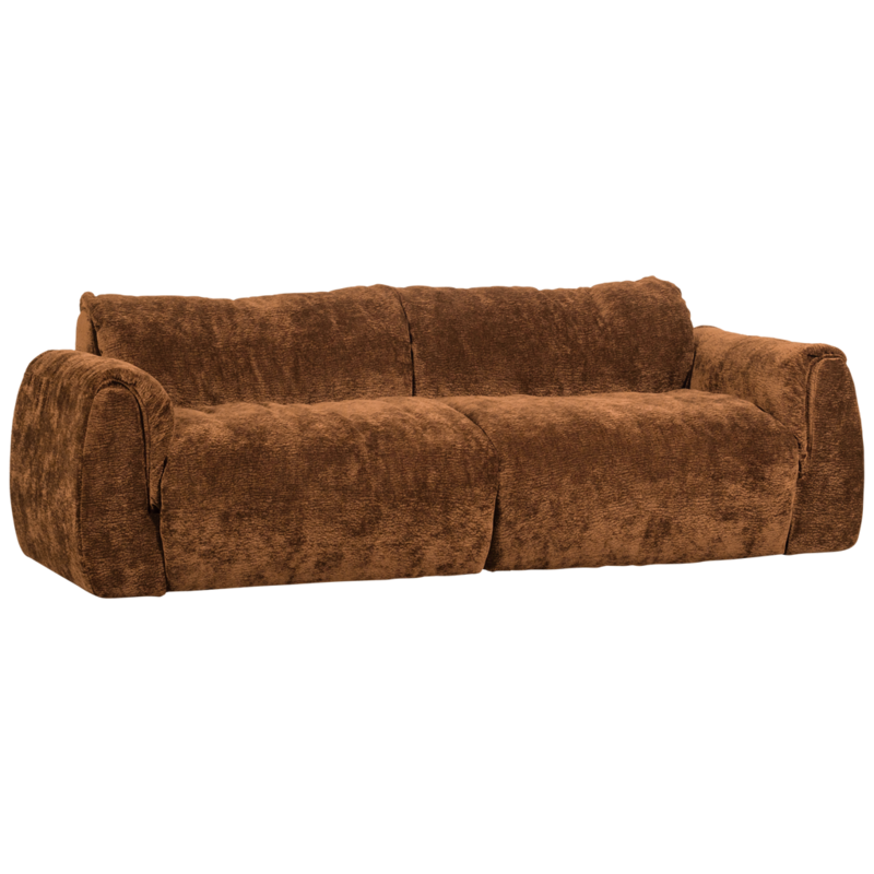 WOOOD-collectie Baggy 2-Zits Bank 3D Chenille Middenbruin