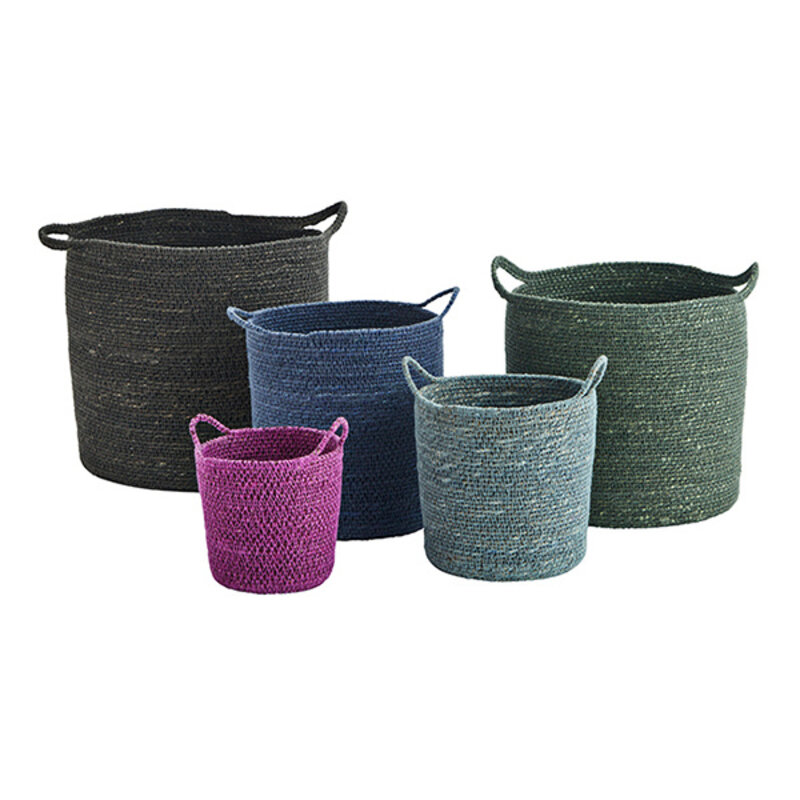 Madam Stoltz-collectie #REF! Seagrass baskets w/ handles Charcoal, green, blue, light blue, purple