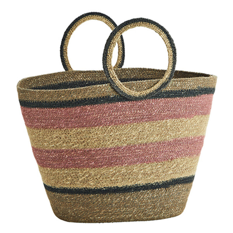Madam Stoltz-collectie Handtas van zeegras Lila, naturel, kaki, zwart, taupe