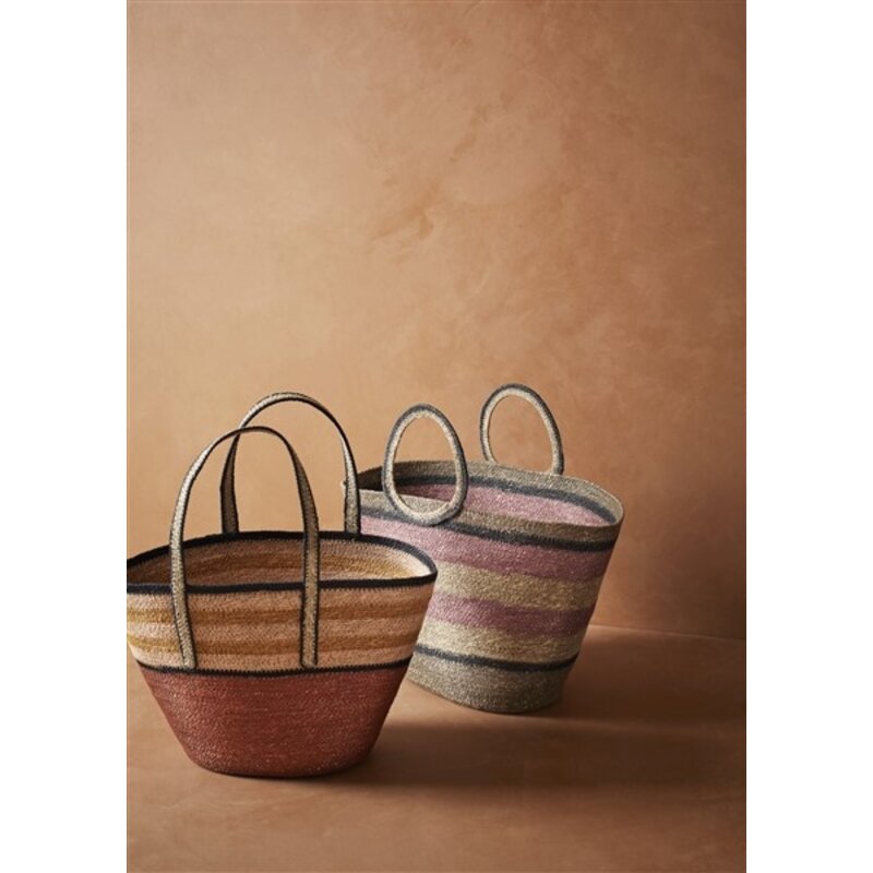Madam Stoltz-collectie Handtas van zeegras Lila, naturel, kaki, zwart, taupe