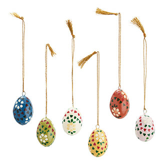 Madam Stoltz Handmade paper mache eggs Multi coloured