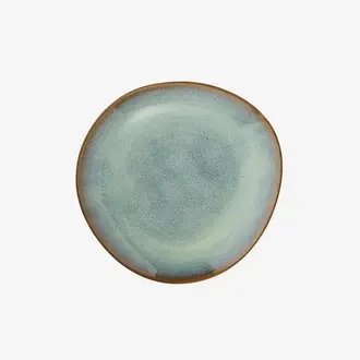 Madam Stoltz Stoneware cake plate Green